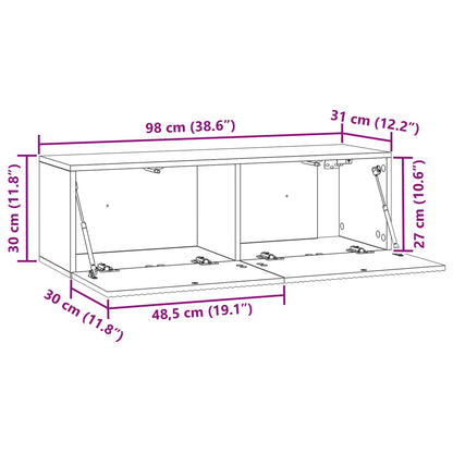 Nástěnná Tv Skříň Bílá 98 X 31 X 30 Cm Kompozitní Dřevo