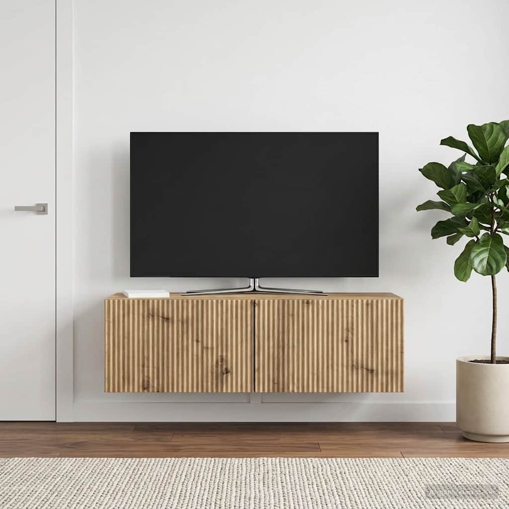 Nástěnná Tv Skříň 98 X 31 X 30 Cm Dub Artisan Kompozitní Dřevo
