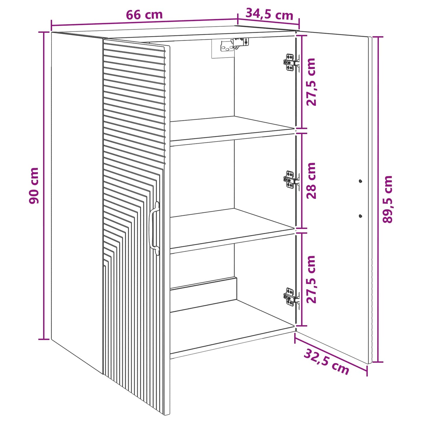 Nástěnná Skříň Betonově Šedá 66 X 34,5 X 90 Cm Kompozitní Dřevo