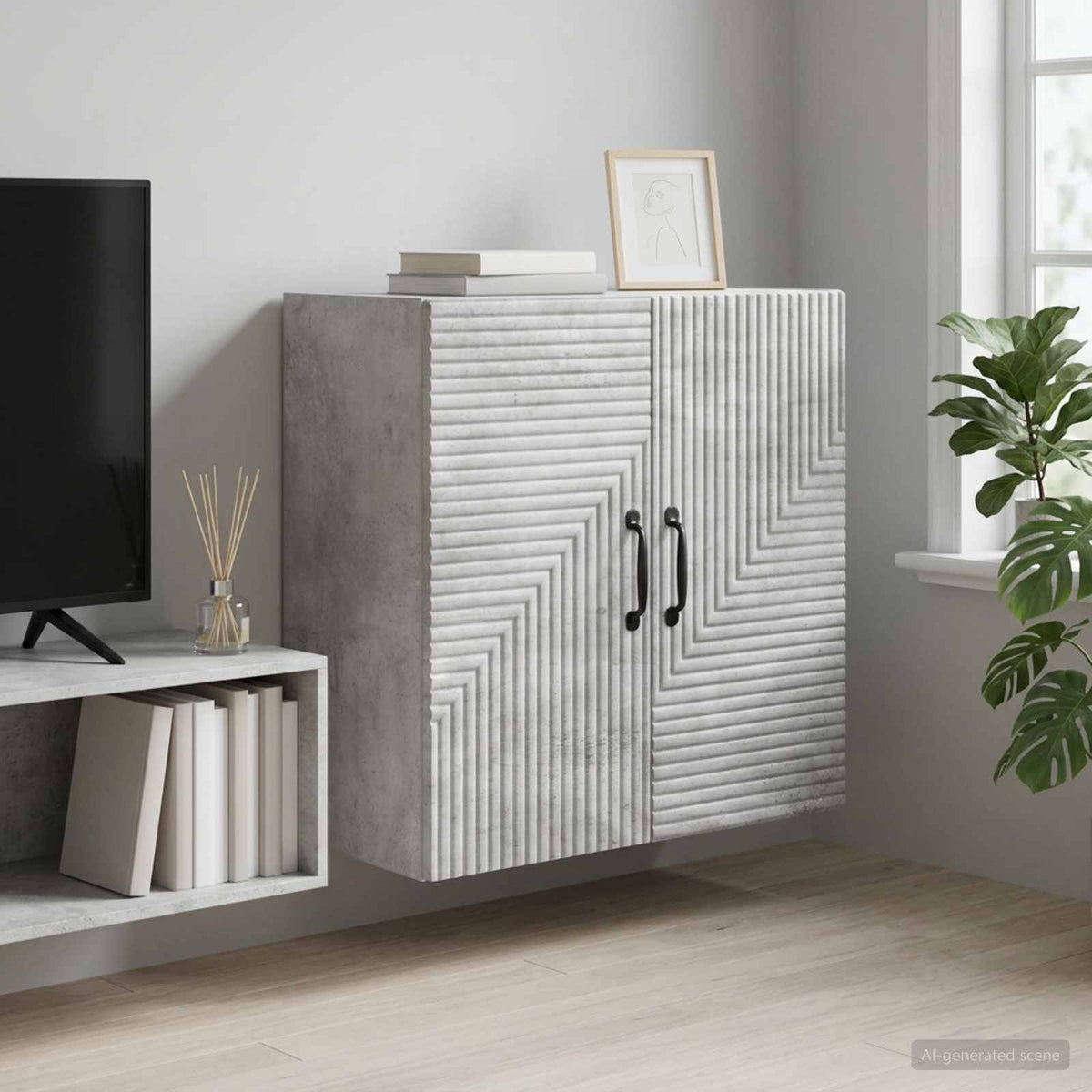 Nástěnná Skříň Betonově Šedá 59 X 31 X 60 Cm Kompozitní Dřevo