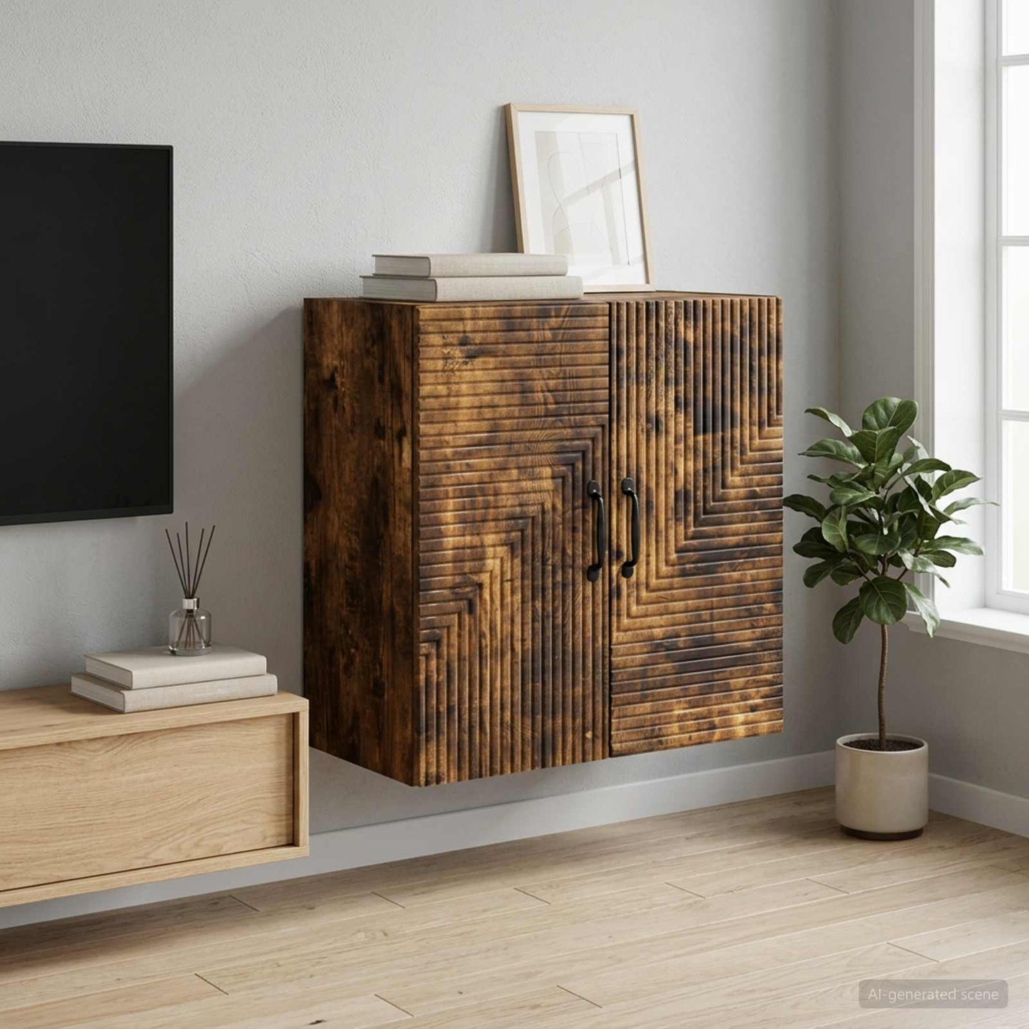 Nástěnná Skříň Kouřový Dub 59 X 31 X 60 Cm Kompozitní Dřevo