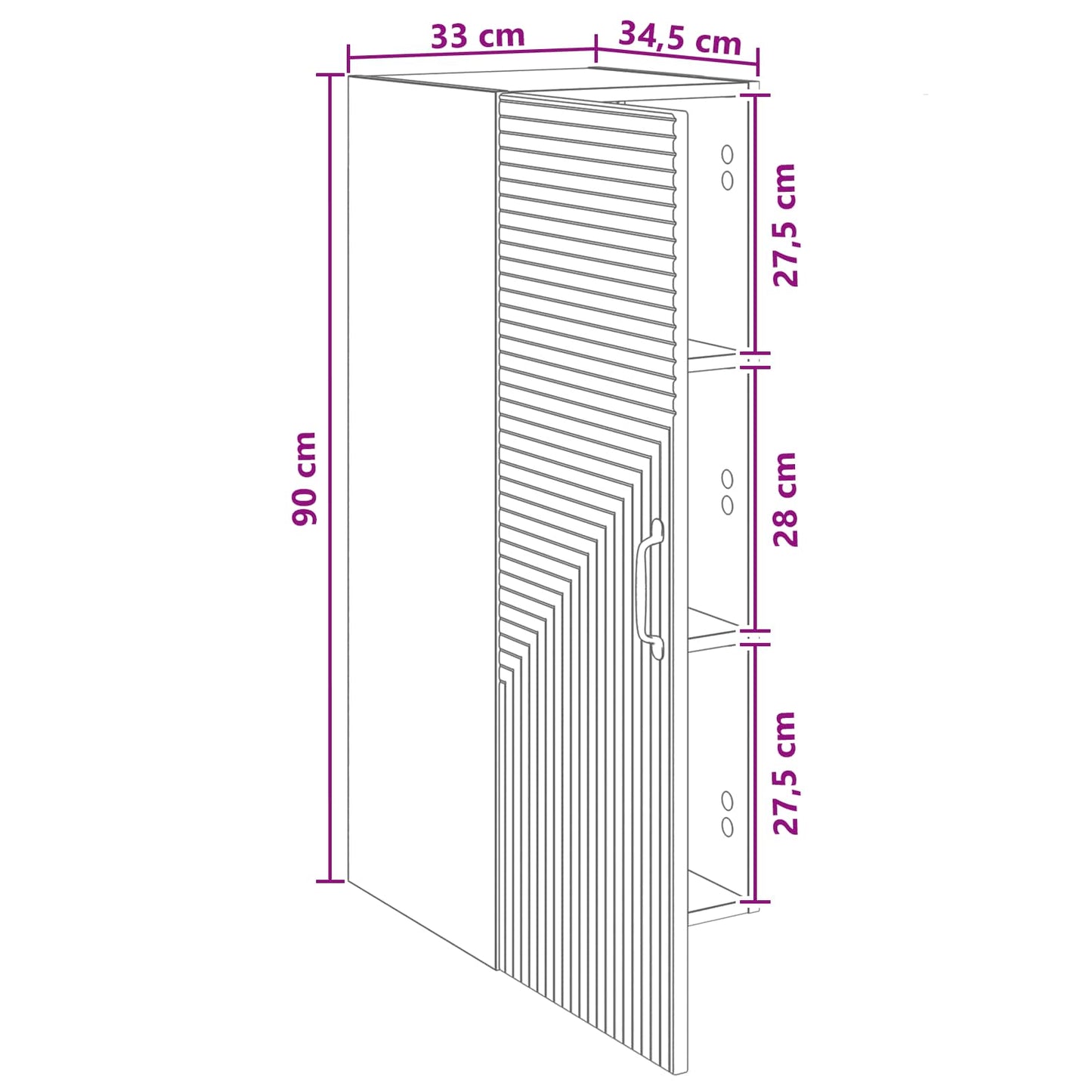 Nástěnná Skříň Betonově Šedá 33 X 34,5 X 90 Cm Kompozitní Dřevo