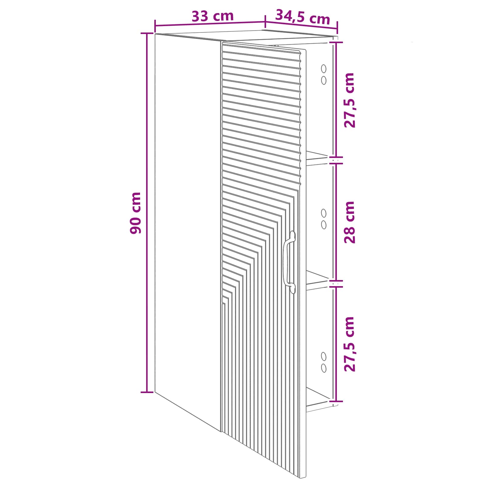 Nástěnná Skříň Betonově Šedá 33 X 34,5 X 90 Cm Kompozitní Dřevo