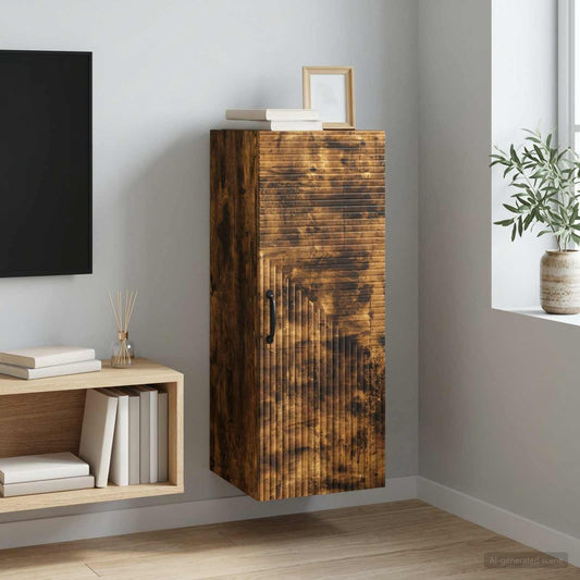 Nástěnná Skříň Kouřový Dub 33 X 34,5 X 90 Cm Kompozitní Dřevo