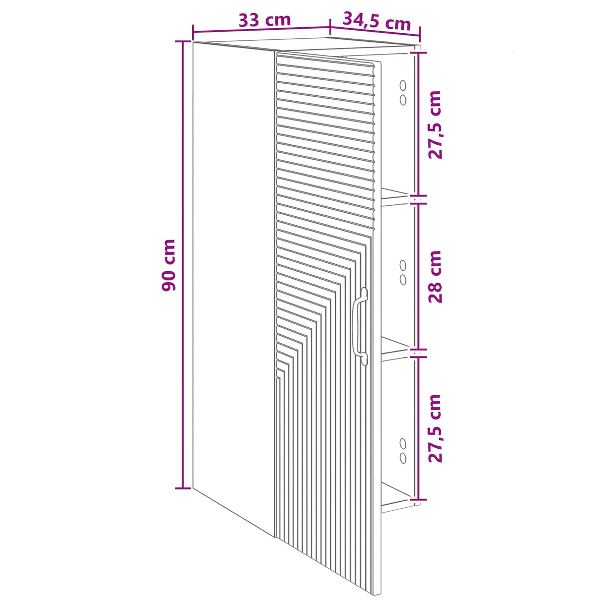 Nástěnná Skříň Staré Dřevo 33 X 34,5 X 90 Cm Kompozitní Dřevo