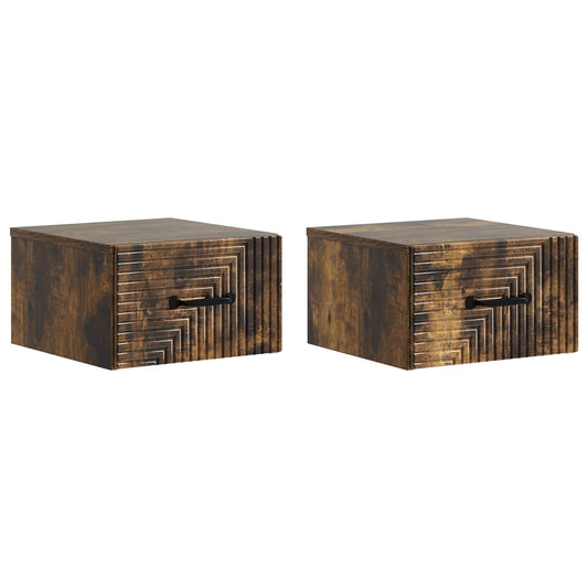 Nástěnný Noční Stolek 2 Pcs Kouřový Dub 34,5 X 33 X 20 Cm