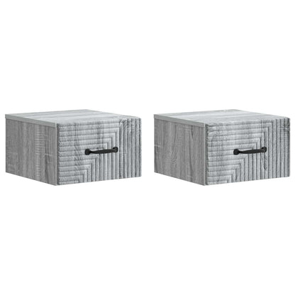 Nástěnný Noční Stolek 2 Pcs Šedá Sonoma 34,5 X 33 X 20 Cm