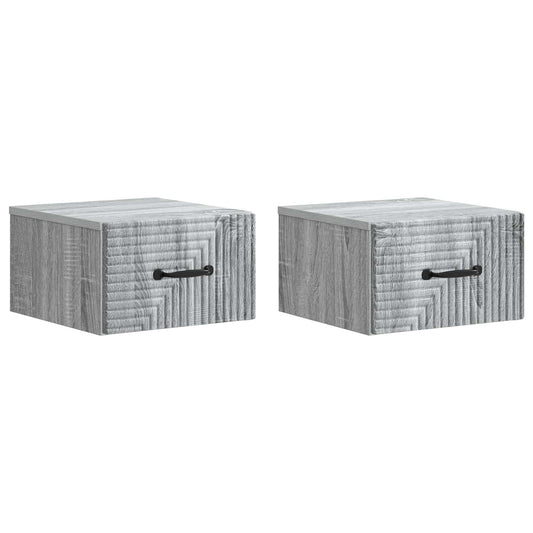 Nástěnný Noční Stolek 2 Pcs Šedá Sonoma 34,5 X 33 X 20 Cm