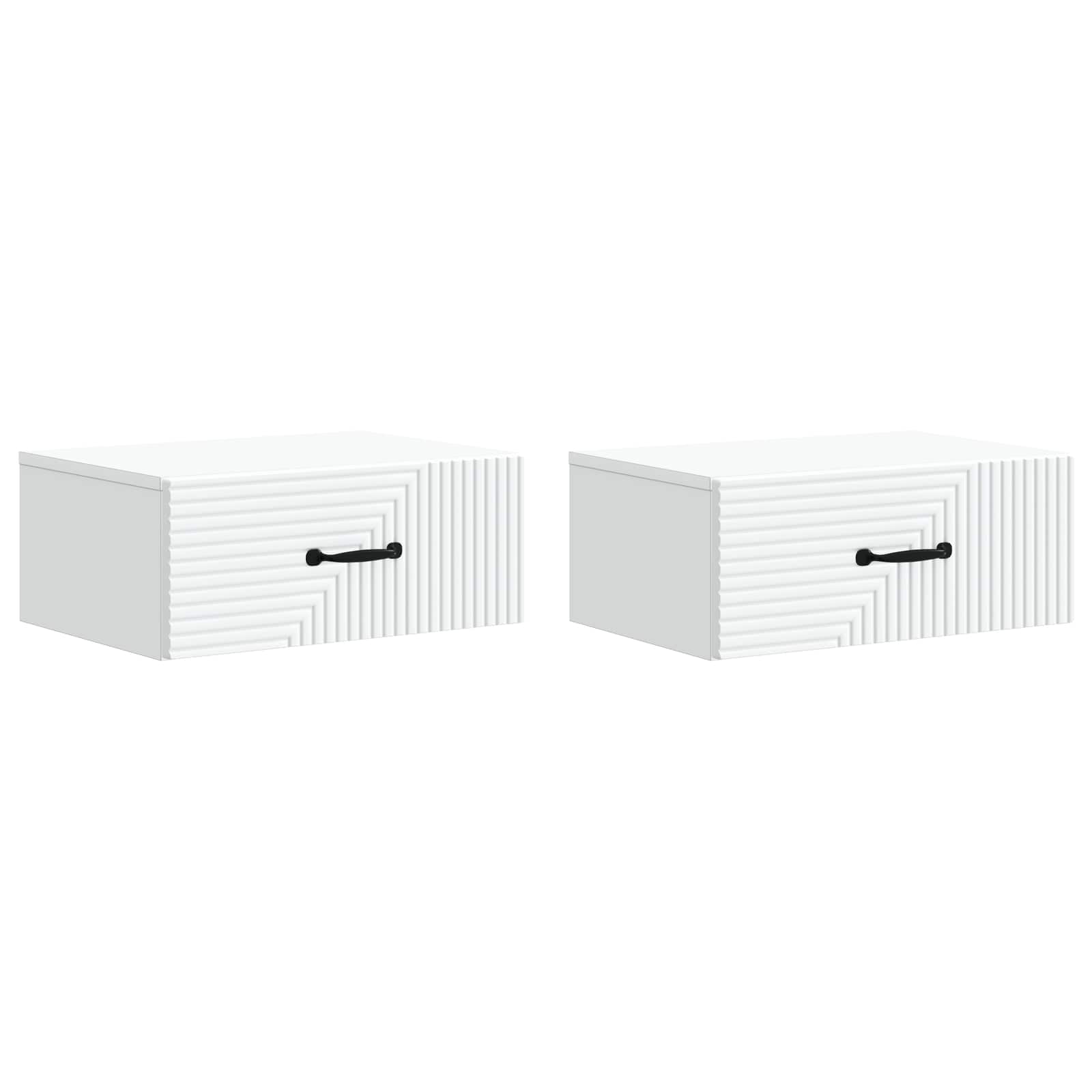 Nástěnný Noční Stolek Se Zásuvkou 2 Pcs Bílá 49 X 34,5 X 20 Cm