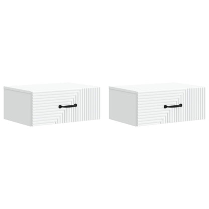 Nástěnný Noční Stolek Se Zásuvkou 2 Pcs Bílá 49 X 34,5 X 20 Cm