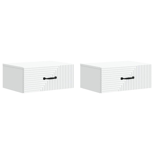 Nástěnný Noční Stolek Se Zásuvkou 2 Pcs Bílá 49 X 34,5 X 20 Cm