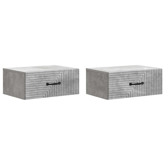 Nástěnný Noční Stolek 2 Pcs Betonově Šedá 49 X 34,5 X 20 Cm