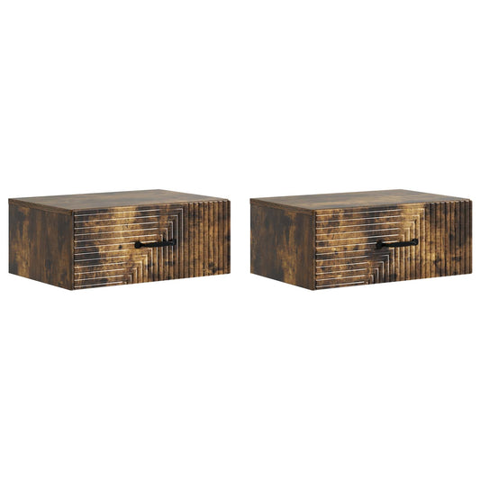 Nástěnný Noční Stolek 2 Pcs Kouřový Dub 49 X 34,5 X 20 Cm