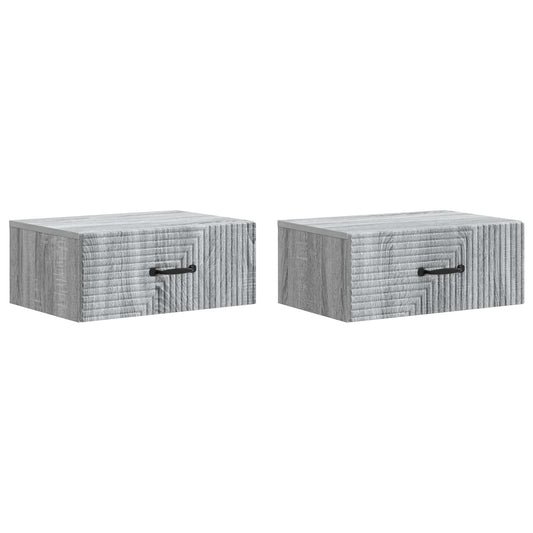 Nástěnný Noční Stolek 2 Pcs Šedá Sonoma 49 X 34,5 X 20 Cm