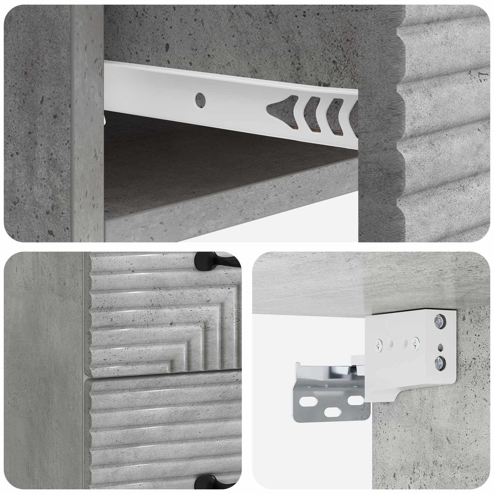 Nástěnný Noční Stolek 2 Pcs Betonově Šedá 34,5 X 33 X 40 Cm