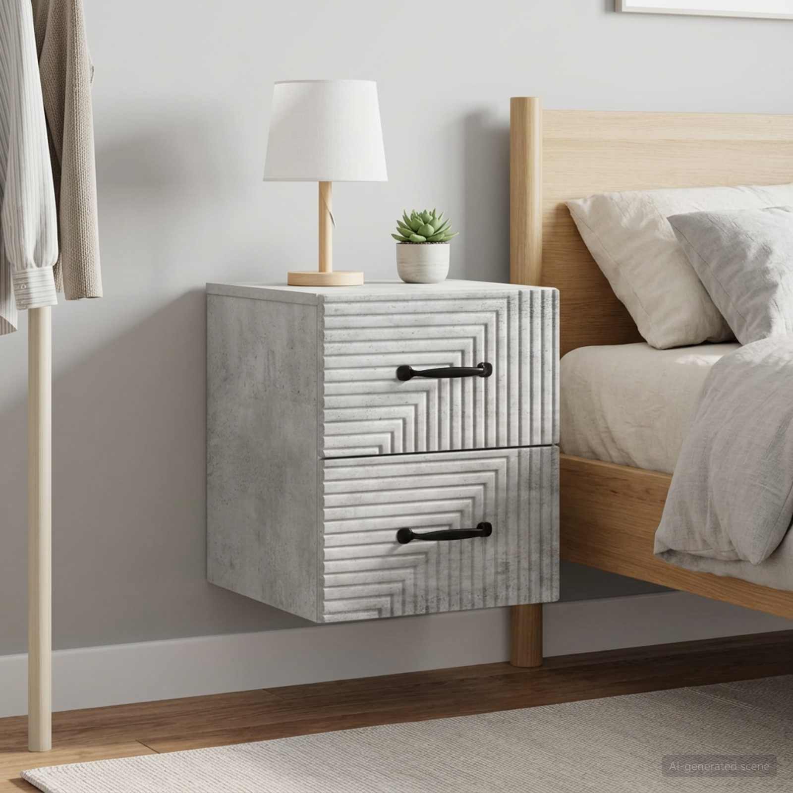 Nástěnný Noční Stolek 2 Pcs Betonově Šedá 34,5 X 33 X 40 Cm