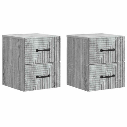 Nástěnný Noční Stolek 2 Pcs Šedá Sonoma 34,5 X 33 X 40 Cm