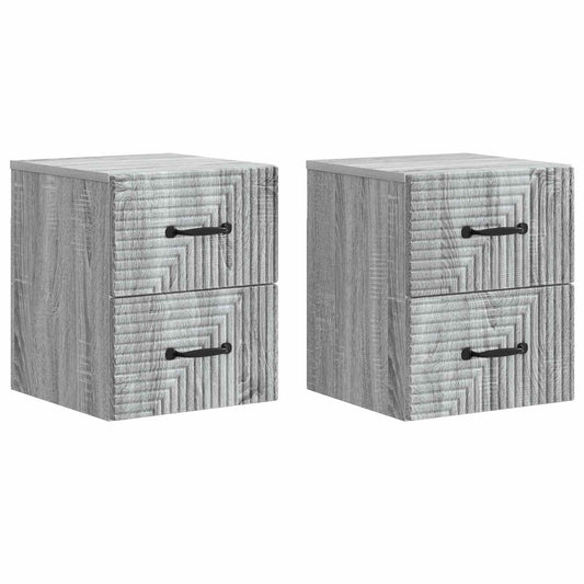 Nástěnný Noční Stolek 2 Pcs Šedá Sonoma 34,5 X 33 X 40 Cm