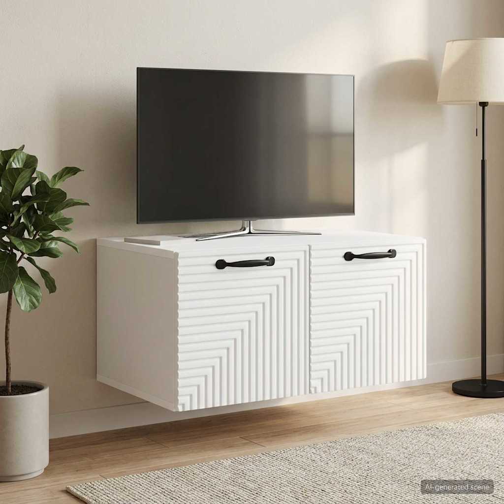 Nástěnná Tv Skříň Bílá 59,5 X 41 X 30 Cm Kompozitní Dřevo