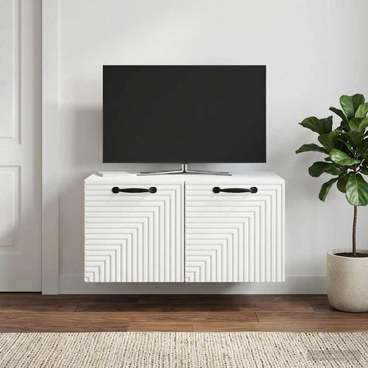 Nástěnná Tv Skříň Bílá 59,5 X 41 X 30 Cm Kompozitní Dřevo
