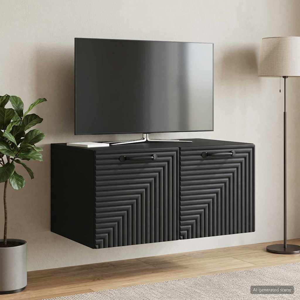 Nástěnná Tv Skříň Černá 59,5 X 41 X 30 Cm Kompozitní Dřevo