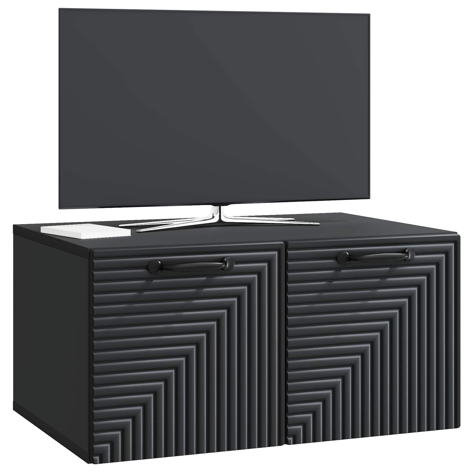 Nástěnná Tv Skříň Černá 59,5 X 41 X 30 Cm Kompozitní Dřevo