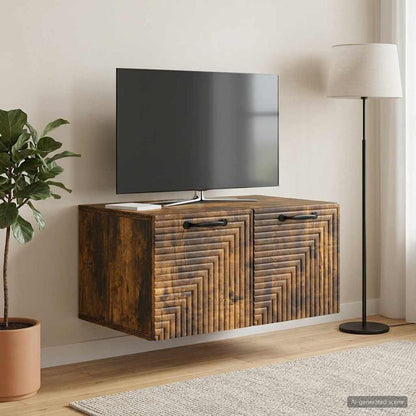 Nástěnná Tv Skříň Nástěnný Kouřový Dub 59,5 X 41 X 30 Cm