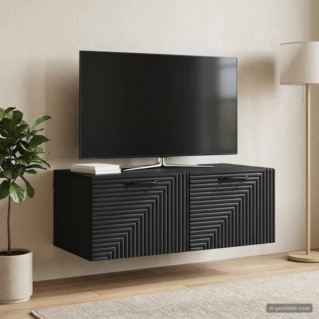 Nástěnná Tv Skříň Černá 78,5 X 41 X 30 Cm Kompozitní Dřevo