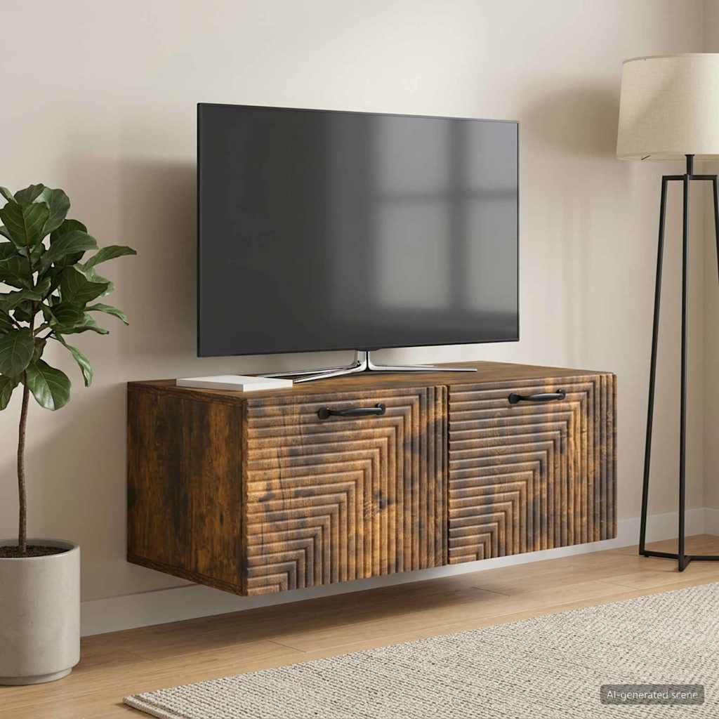 Nástěnná Tv Skříň Nástěnný Kouřový Dub 78,5 X 41 X 30 Cm