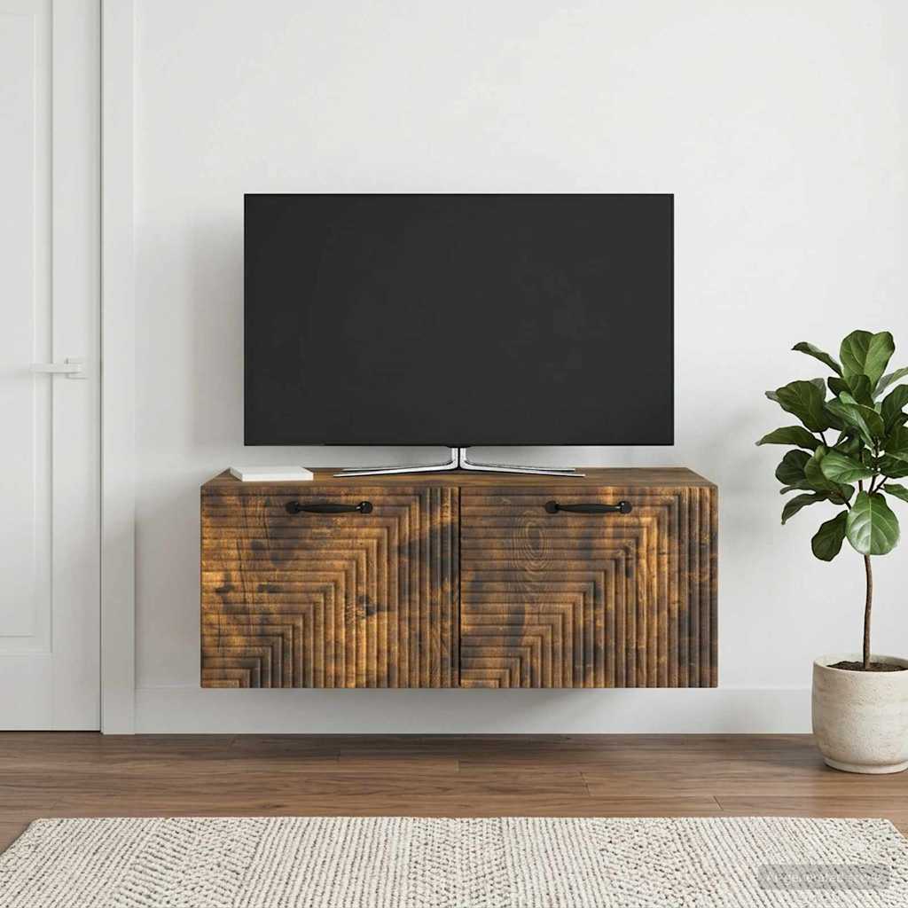 Nástěnná Tv Skříň Nástěnný Kouřový Dub 78,5 X 41 X 30 Cm