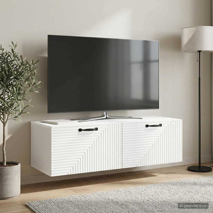 Nástěnná Tv Skříň Bílá 98 X 41 X 30 Cm Kompozitní Dřevo