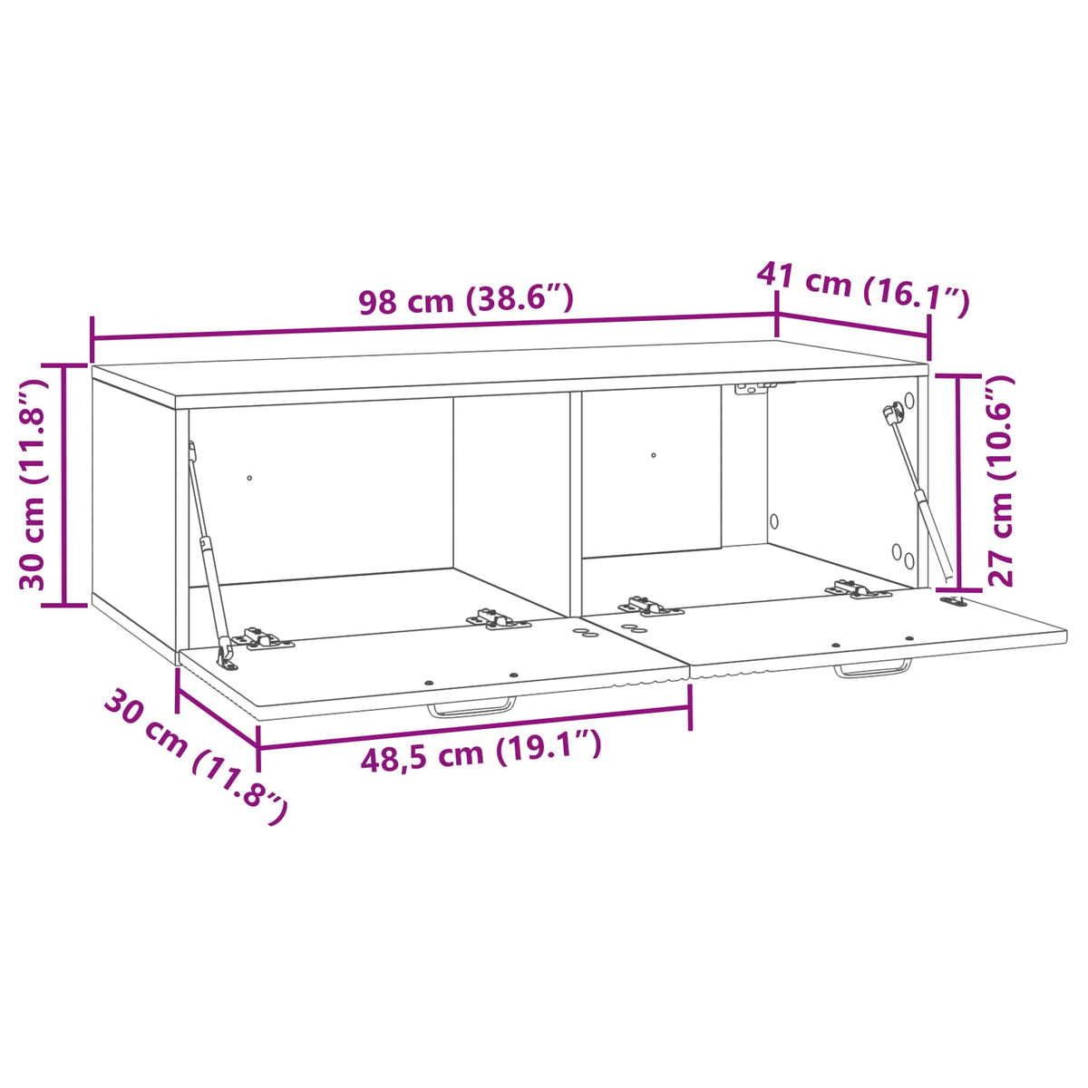 Nástěnná Tv Skříň Bílá 98 X 41 X 30 Cm Kompozitní Dřevo