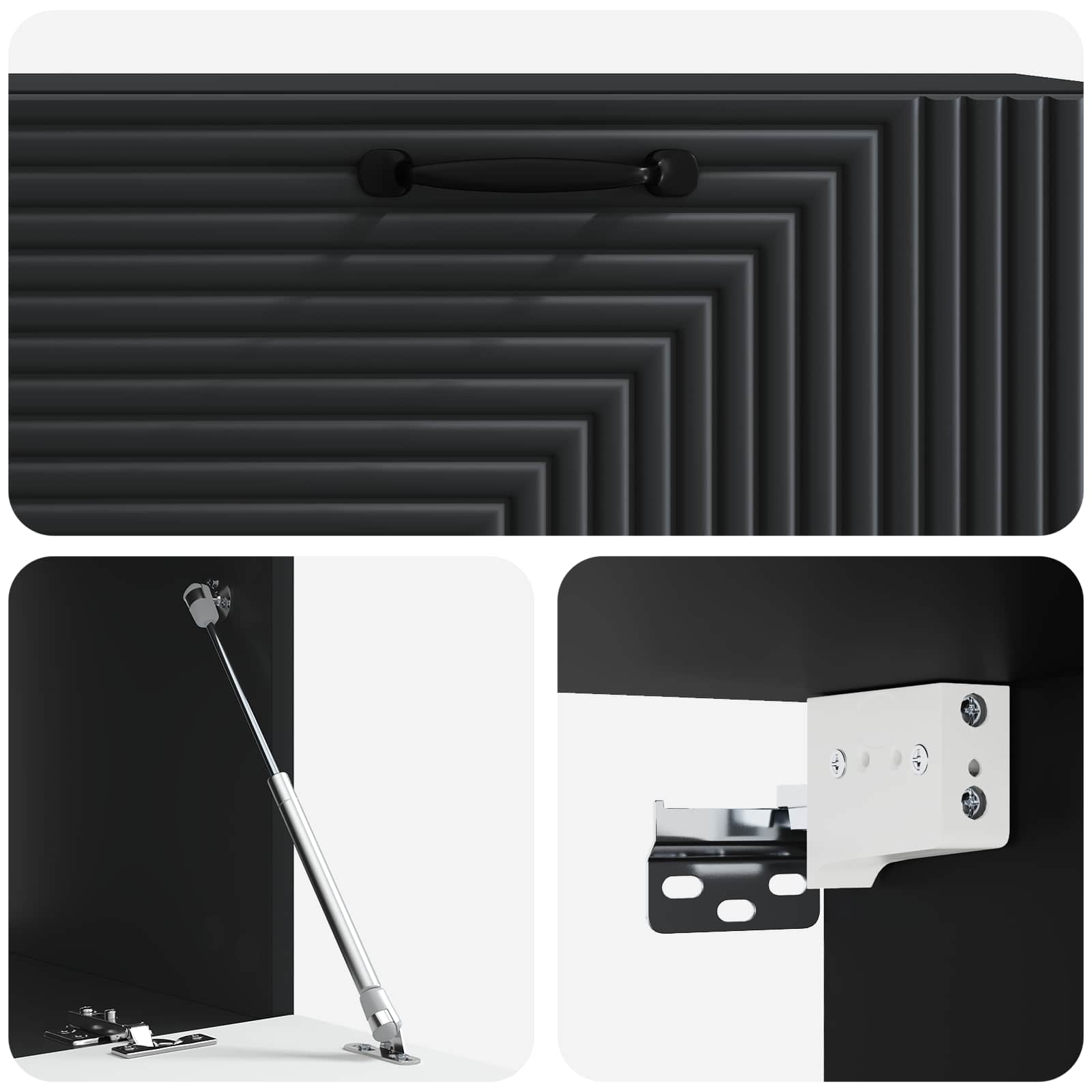 Nástěnná Tv Skříň Černá 98 X 41 X 30 Cm Kompozitní Dřevo