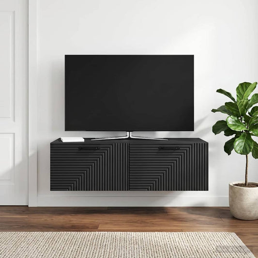 Nástěnná Tv Skříň Černá 98 X 41 X 30 Cm Kompozitní Dřevo