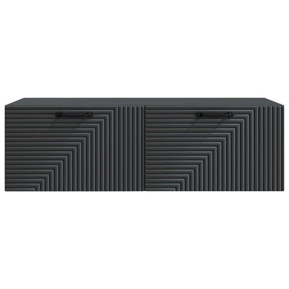 Nástěnná Tv Skříň Černá 98 X 41 X 30 Cm Kompozitní Dřevo
