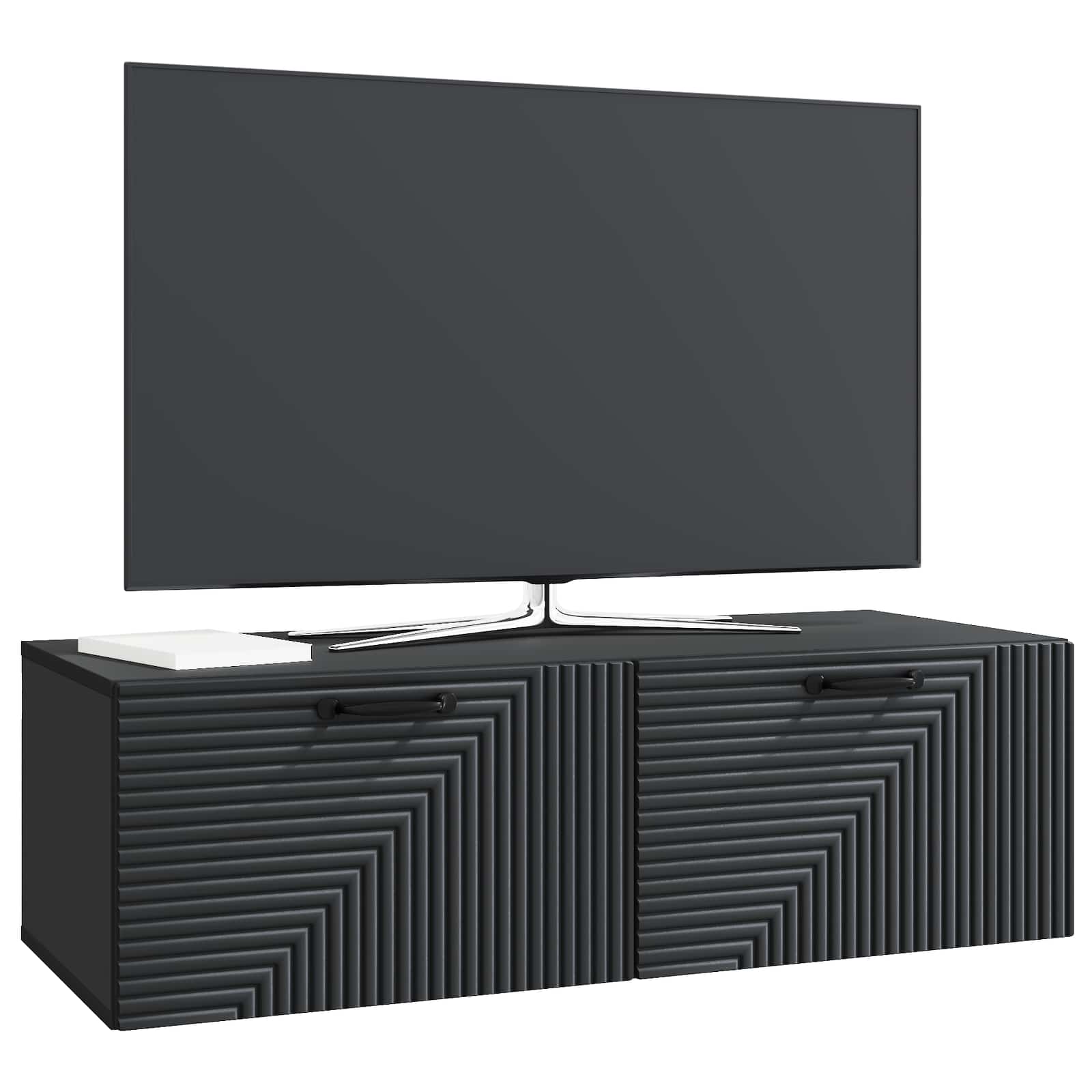 Nástěnná Tv Skříň Černá 98 X 41 X 30 Cm Kompozitní Dřevo