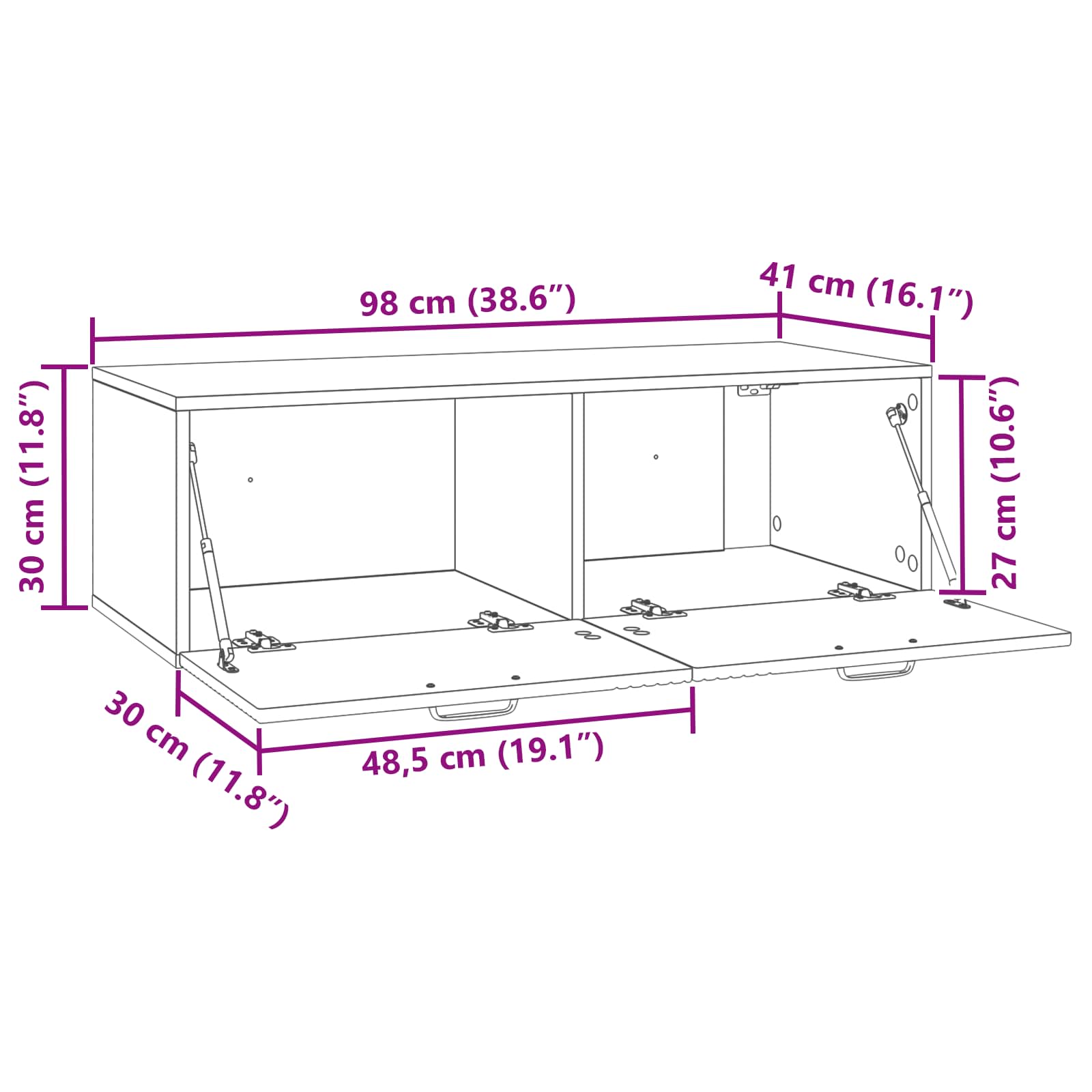 Nástěnná Tv Skříň Černá 98 X 41 X 30 Cm Kompozitní Dřevo