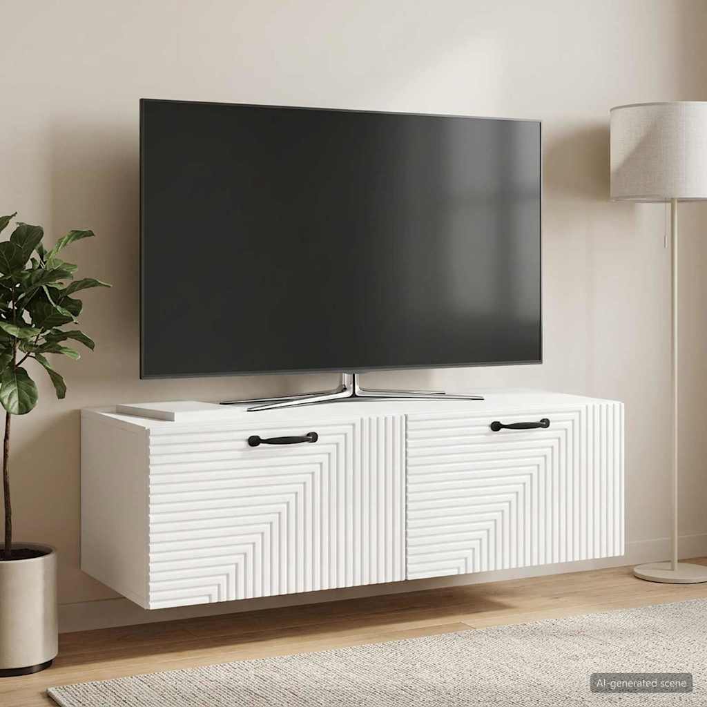 Nástěnná Tv Skříň Bílá S Vysokým Leskem 98 X 41 X 30 Cm
