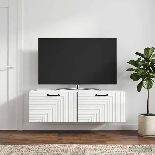 Nástěnná Tv Skříň Bílá S Vysokým Leskem 98 X 41 X 30 Cm