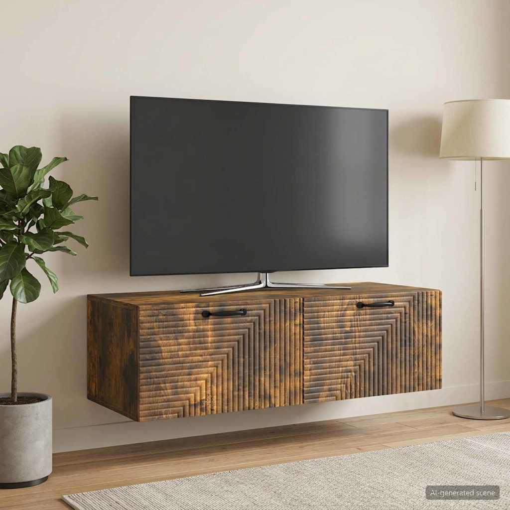 Nástěnná Tv Skříň Kouřový Dub 98 X 41 X 30 Cm Kompozitní Dřevo