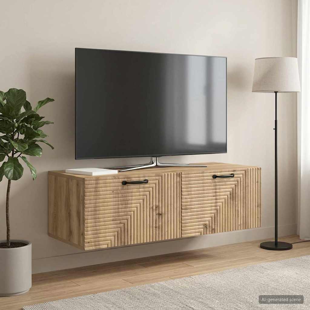 Nástěnná Tv Skříň 98 X 41 X 30 Cm Dub Artisan Kompozitní Dřevo