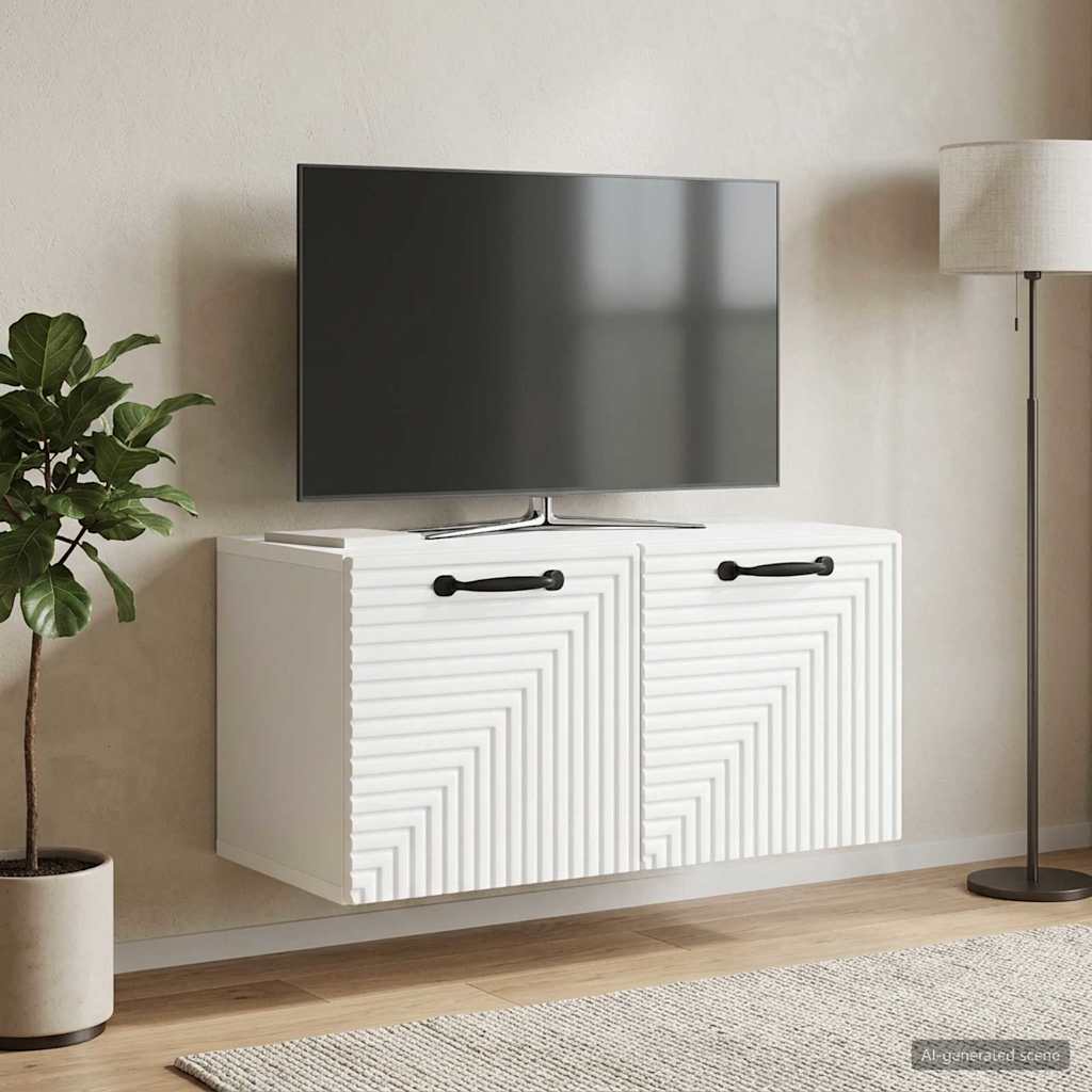 Nástěnná Tv Skříň Bílá 59,5 X 31 X 30 Cm Kompozitní Dřevo