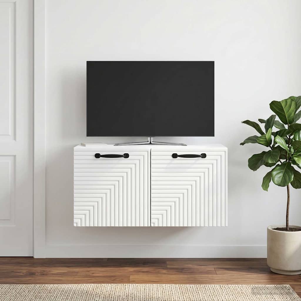 Nástěnná Tv Skříň Bílá 59,5 X 31 X 30 Cm Kompozitní Dřevo