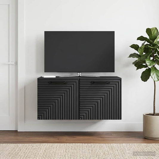 Nástěnná Tv Skříň Černá 59,5 X 31 X 30 Cm Kompozitní Dřevo