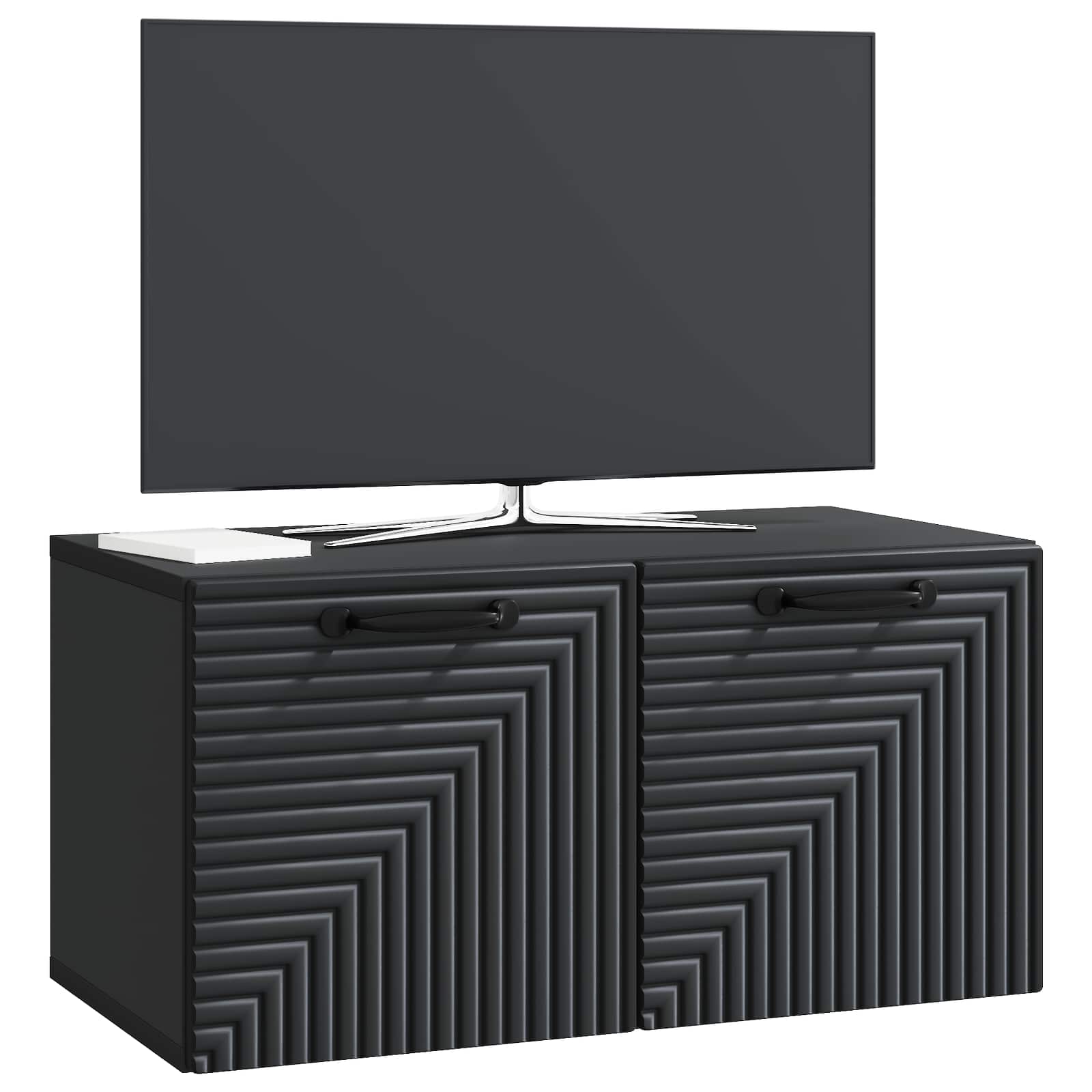 Nástěnná Tv Skříň Černá 59,5 X 31 X 30 Cm Kompozitní Dřevo