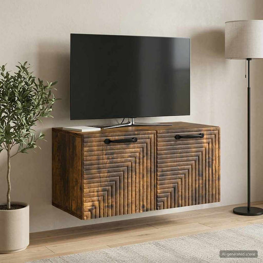 Nástěnná Tv Skříň Nástěnný Kouřový Dub 59,5 X 31 X 30 Cm