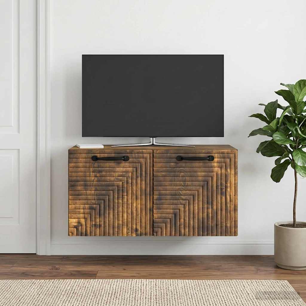 Nástěnná Tv Skříň Nástěnný Kouřový Dub 59,5 X 31 X 30 Cm
