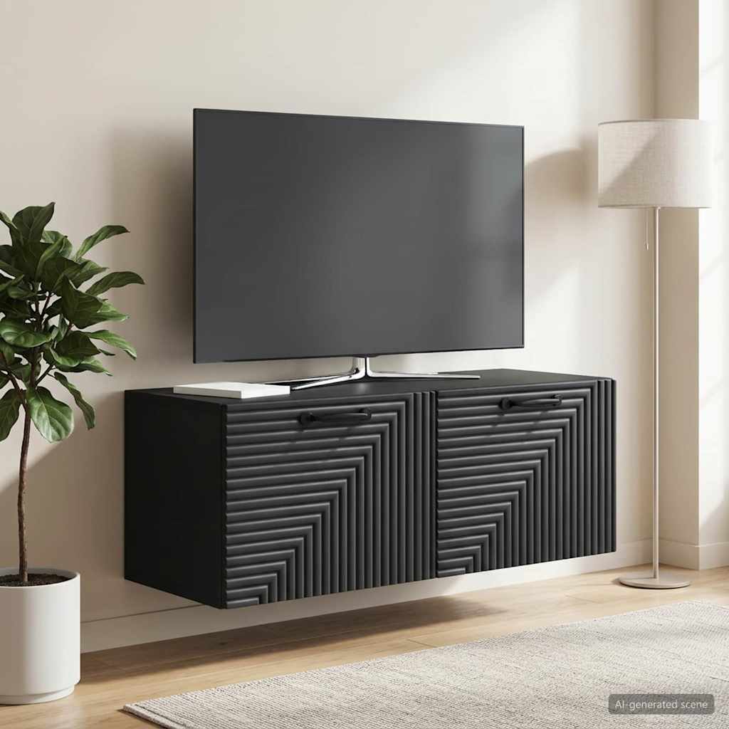 Nástěnná Tv Skříň Černá 78,5 X 31 X 30 Cm Kompozitní Dřevo