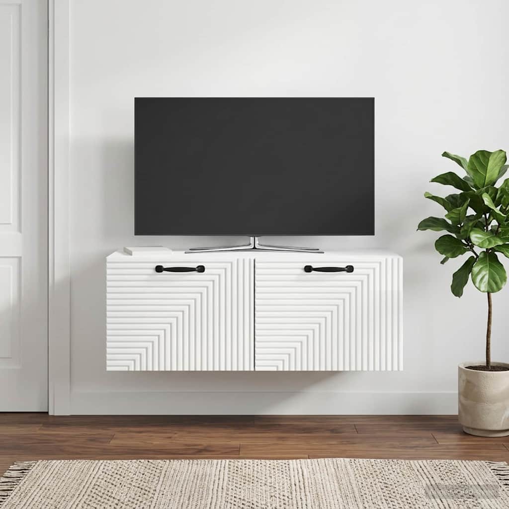 Nástěnná Tv Skříň Bílá S Vysokým Leskem 78,5 X 31 X 30 Cm