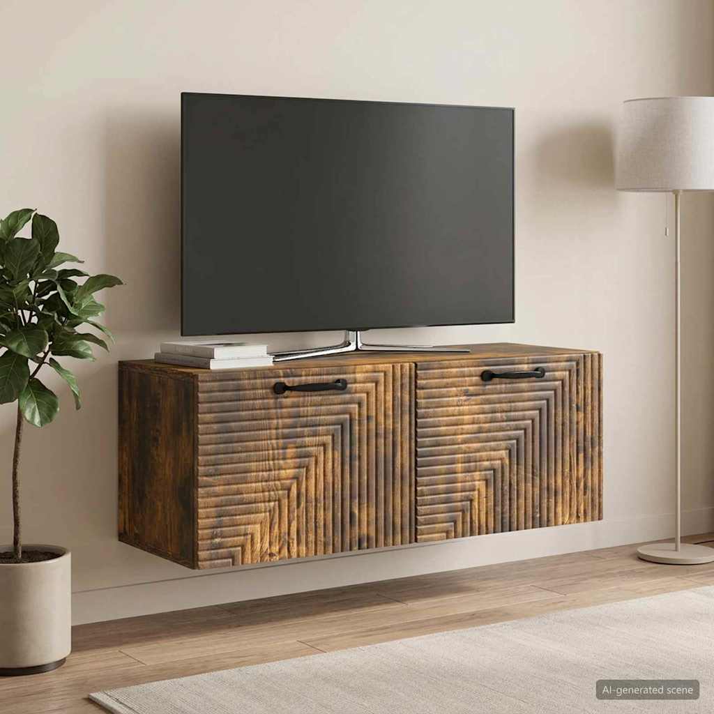 Nástěnná Tv Skříň Nástěnný Kouřový Dub 78,5 X 31 X 30 Cm
